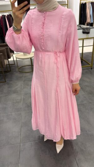 Vual Şifon Elbise Pembe