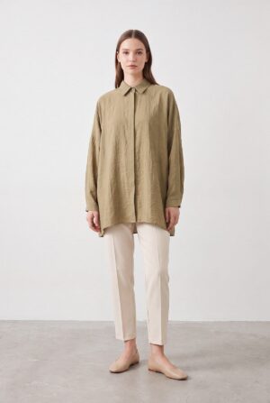 Basic Oversize Gömlek - YAĞ YEŞİLİ