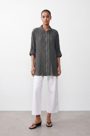 kadin-krinkil-dokulu-fermuarli-tunik-g-f6-484 Krinkıl Doku Gömlek Gri